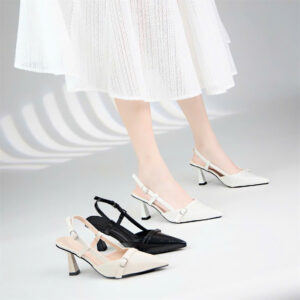Giày cao gót Moonn Slingback nữ mũi nhọ khoá vuôngg