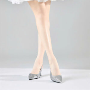 Giày cao gót Moonn dáng Slingbakc mũi nhọn phối nơ bản đính đá pha lê