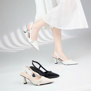 Giày cao gót Moonn Slingback nữ mũi nhọ khoá vuôngg