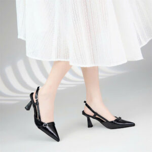 Giày cao gót Moonn Slingback nữ mũi nhọ khoá vuôngg