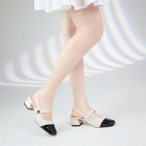 Giày Cao Gót Moonn N14 - Giày Cao Gót Nữ Dáng Slingback, Cao Gót Bít Mũi Phối Quai Ngang