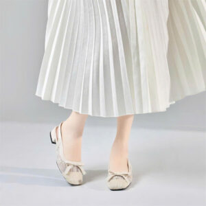 Giày cao gót Moonn ren lãng mạng, mũi vuông thời thượng