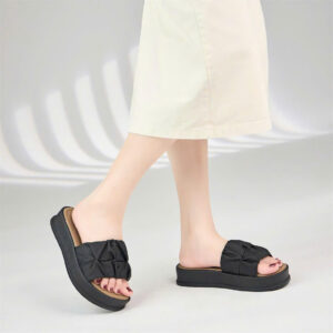 Dép Nữ Moonn N31 - Dép Nữ Quai Ngang Bản To Nhún , Dép Đế Đúc Cao 4cm