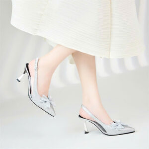 Giày cao gót Moon N35 - Cao gót kiểu dáng Slingback bít mũi đính nơ sang chảnh, đế cao 7cm